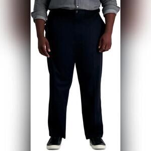 NWT Haggar Premium No Iron Classic Fit Expandable Waist Flat Front Pant, 52x30